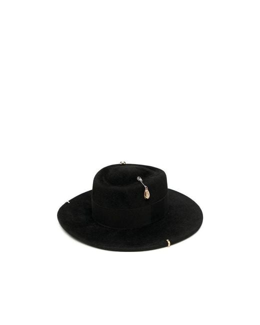 Ruslan Baginskiy Black Chain Felt Hat