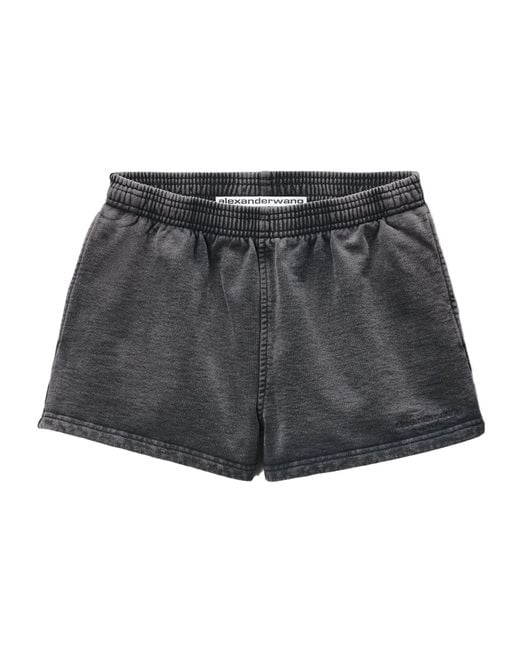 Alexander Wang Gray Embroidered-Logo Running Shorts