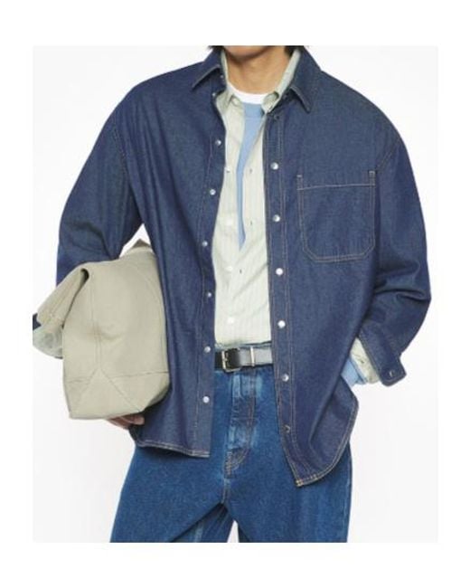 Maison Kitsuné Blue Maison Kitsuné Snap-Button Denim Shirt for men