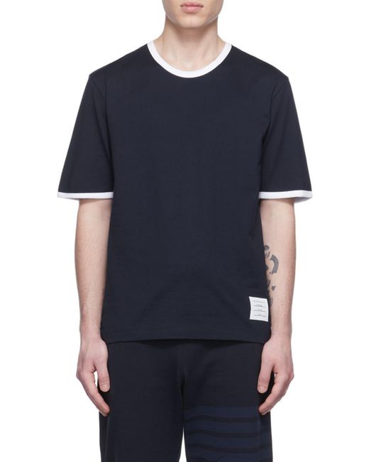 Thom Browne Blue Jersey Ringer T-Shirt for men