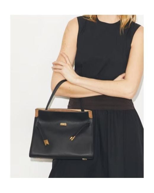 Tory Burch Black Small Lee Radziwill Double Tote Bag