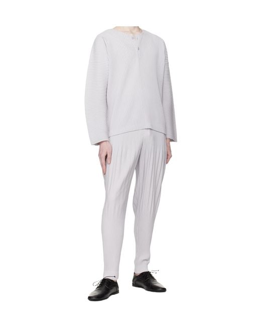 Homme Plissé Issey Miyake White Homme Plissé Issey Miyake Monthly Colors February Henley-Neck Top for men