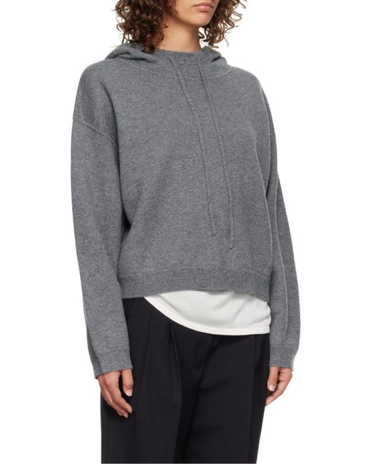 Loulou de Saison Gray Sarla Lds Knitted Hoodie