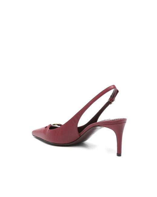 Dolce & Gabbana Pink Lollo Logo Plaque Slingback Pumps