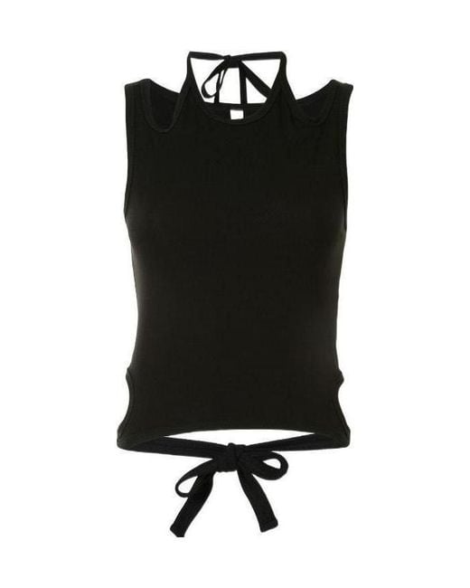 Dion Lee Black Double-Layer Strap Collar Top