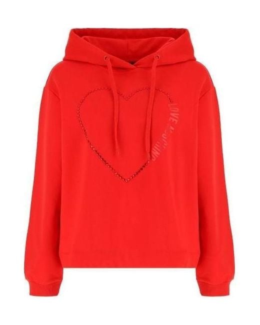 Moschino Red Heart-Embellished Hoodie