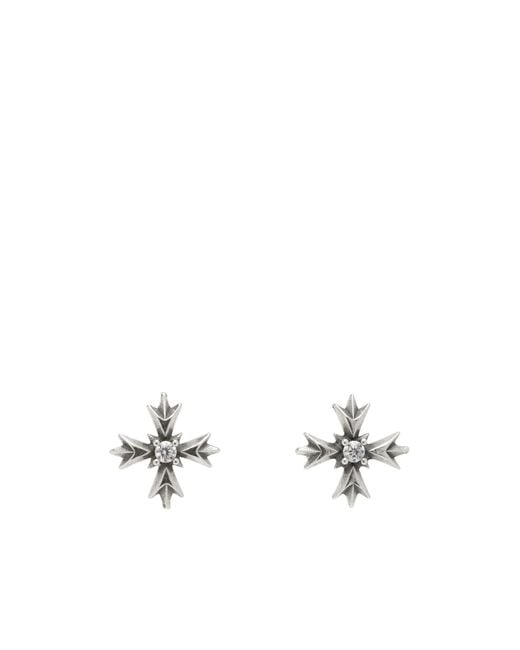 Emanuele Bicocchi White Crest Crystal Earrings for men