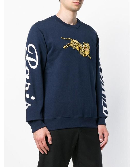 KENZO Blue Jumping Tiger Pullover for men