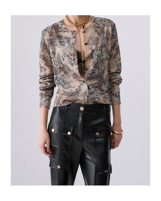Liu Jo Brown Printed Knit Cardigan