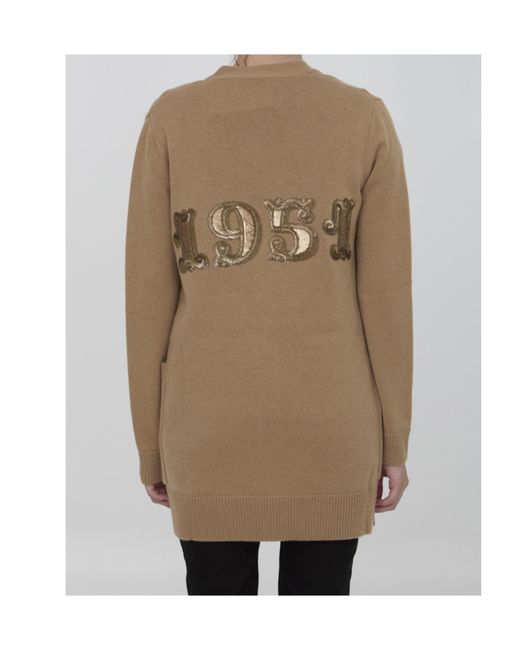 Max Mara Natural Villar V-Neck Long-Sleeved Cardigan