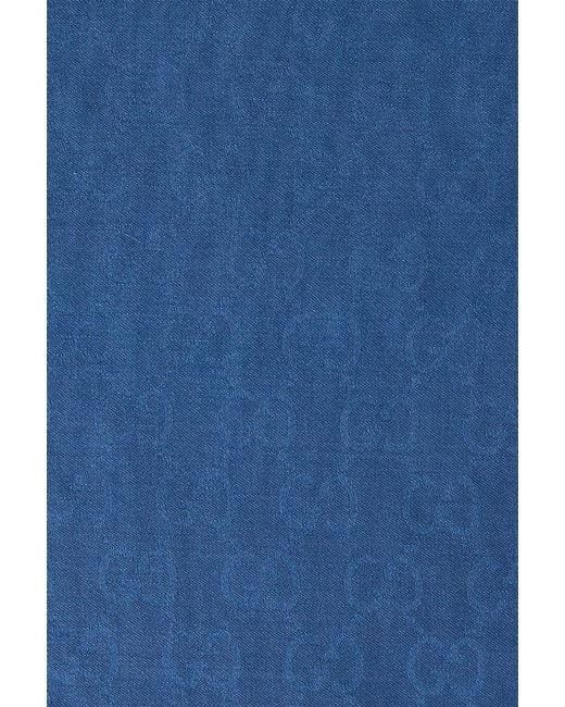 Gucci Blue Logo Wool Scarf for men