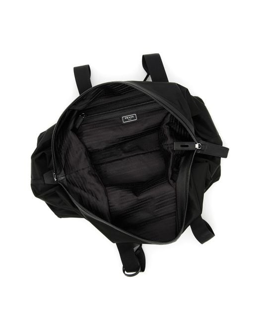Prada Black Logo Triangle Zipped Travel Bag for men