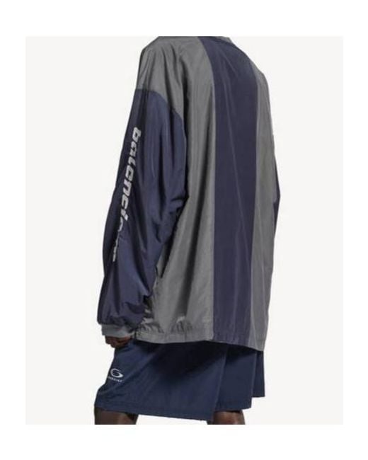 Balenciaga Blue Logo Embroidered V-Neck Sweatshirt for men