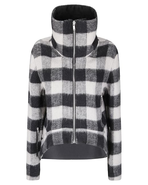Rick Owens Gray Asymmetric Short Wool Jacket With High Collar