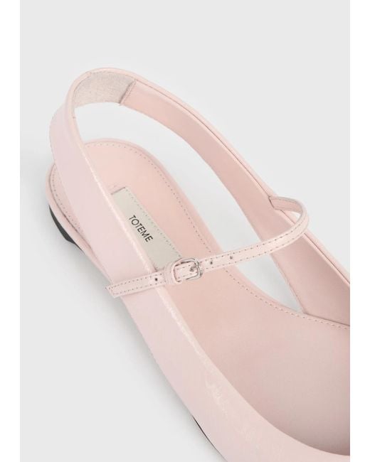 Totême White Buckle Strap Ballet Flats