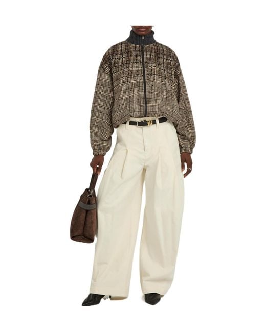 Brunello Cucinelli White Pleated Wide-Leg Cotton-Blend Trousers