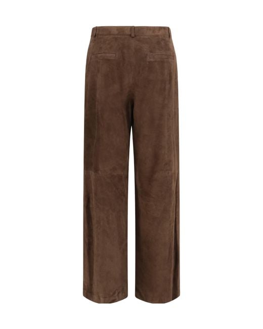 Arma Brown Wide-Leg Suede Pants