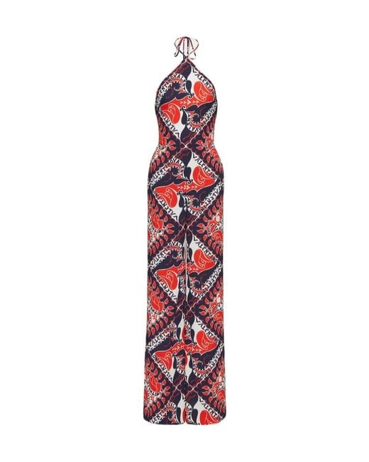 Valentino Red Archive Manifesto Bandana Printed Wide Leg Jumpsuit