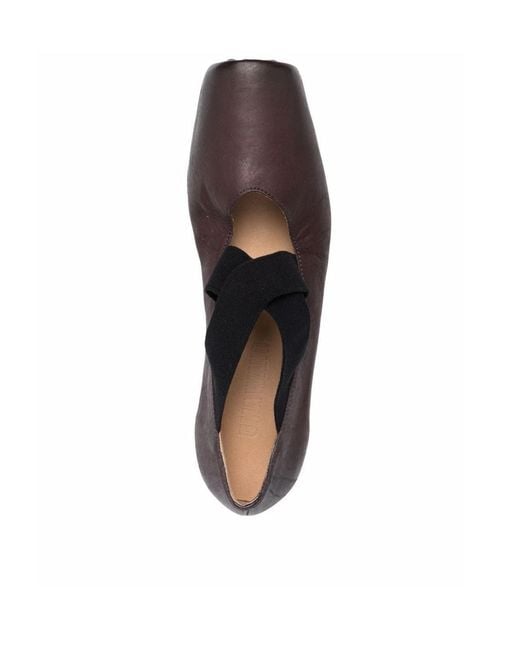 Uma Wang Brown Square-Toe Ballet Flats