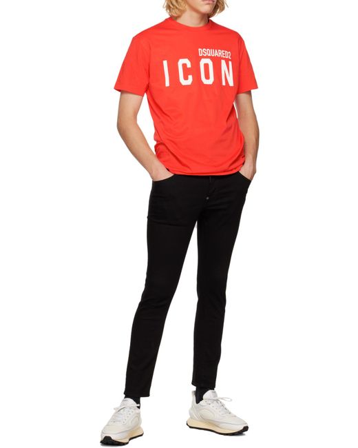 DSquared² Black Logo Patch Slim-Fit Jeans for men