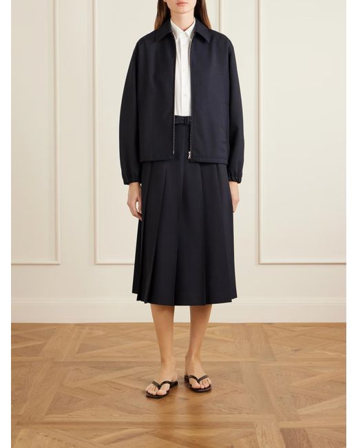 Auralee Blue Hopsack Pleated Skirt