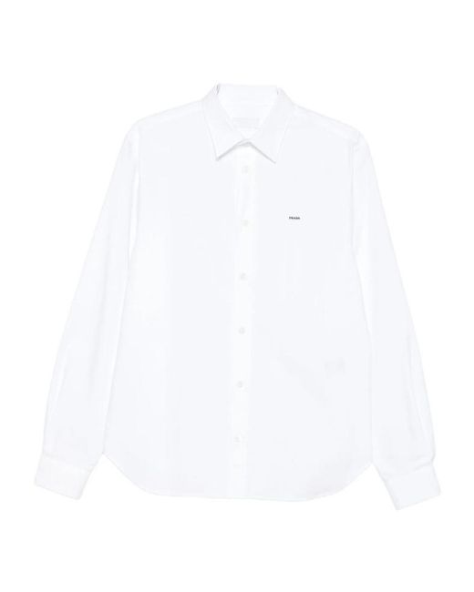 Prada White Long Sleeved Buttoned Shirt for men
