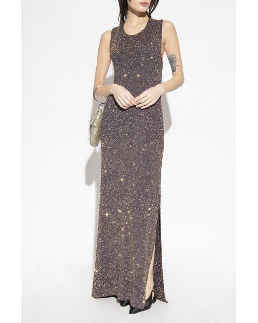 Proenza Schouler Purple Sequin-Embellished Knitted Sleeveless Dress