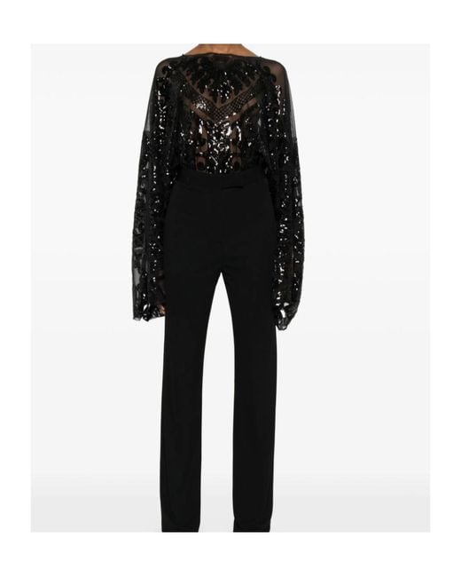 Norma Kamali Black Sequin-Embellished Bodysuit