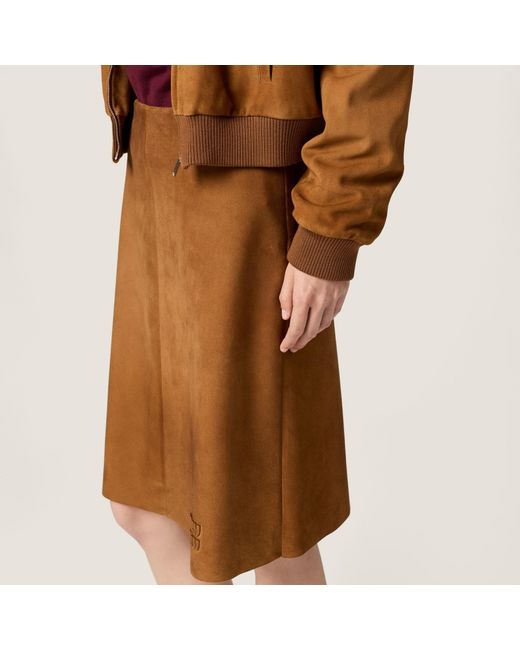 Miu Miu Brown Waxed Suede Skirt