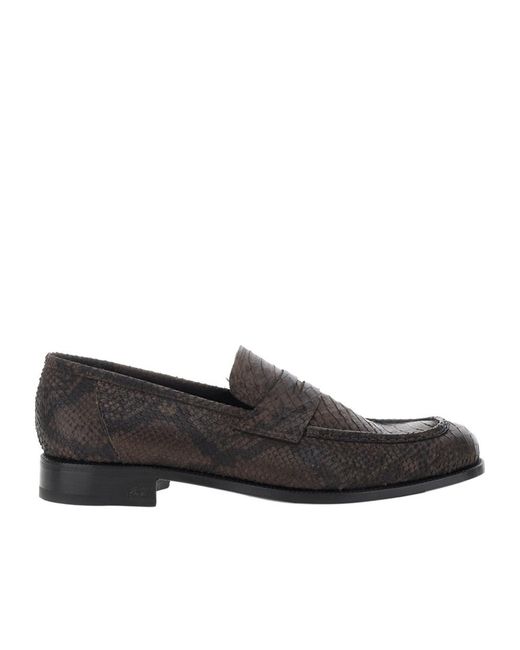 Lidfort Black Roccia Textured Penny Loafers for men