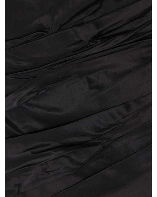Carolina Herrera Black Strapless Ruched Satin And Ponte Gown