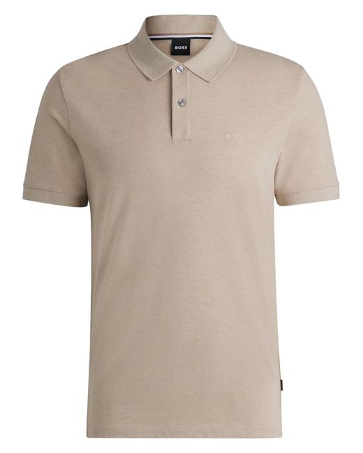 Boss Natural Boss Logo Embroidered Regular-Fit Polo Shirt for men