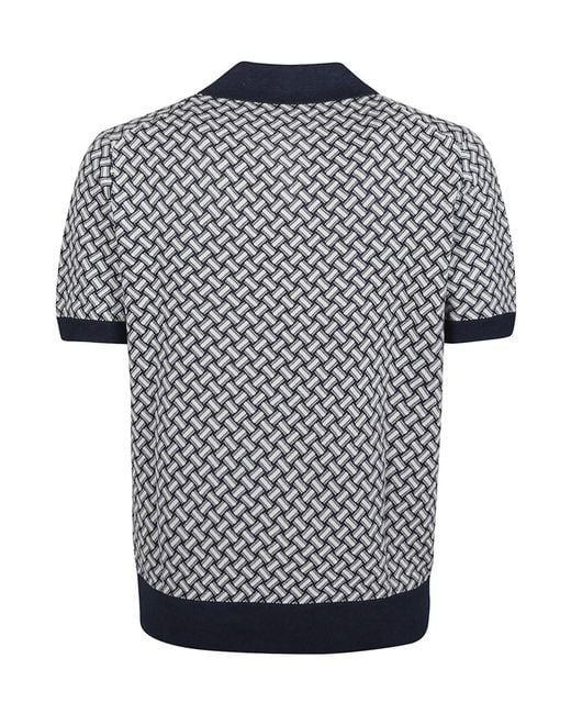 Drumohr Blue Razor Blade Pattern Polo Shirt for men