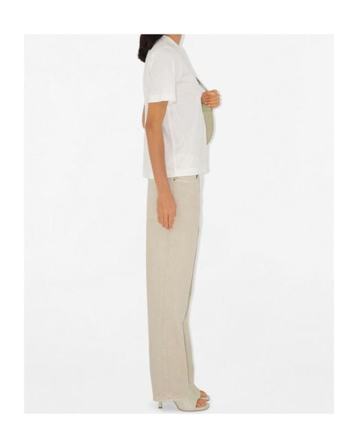 Burberry White Equestrian Knight-Motif T-Shirt