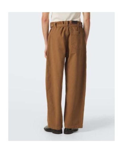 Lemaire Brown Cotton Twill Barrel-Leg Pants for men