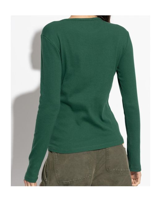 J.W. Anderson Green Logo-Embroidered Ribbed Top
