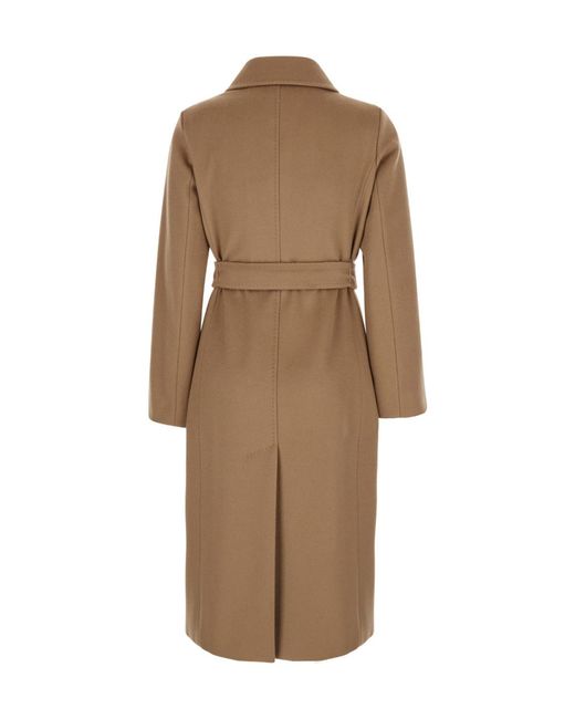 Max Mara Natural Double-Breasted Coat With Belt