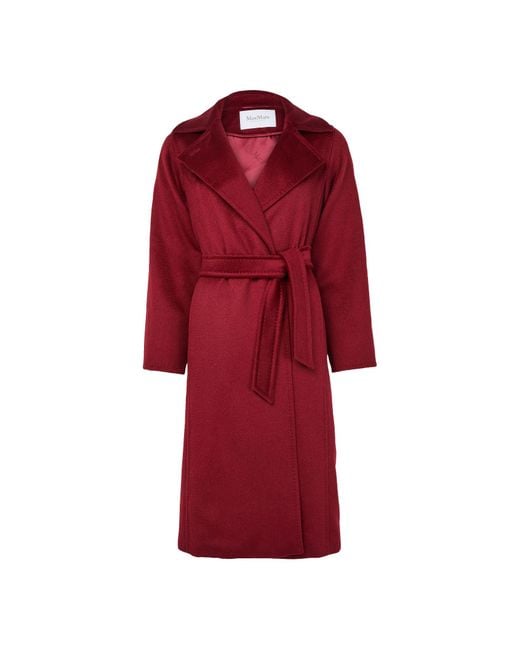 Max Mara Red Long Belted Coat