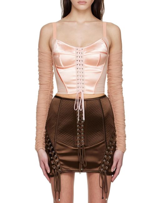 Dolce & Gabbana Pink Lace-Up Bodice Bra