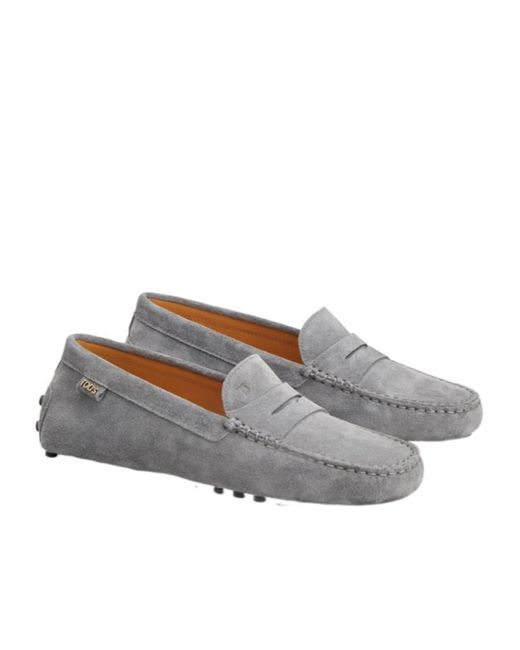 Tod's Gray Gommino Driving Loafers