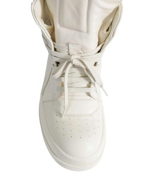 Rick Owens White Mega Bumper Geobasket Zip-Up Sneakers