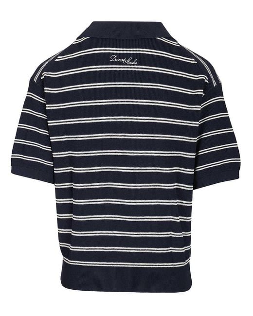 DUNST Blue Striped Polo Knitted Top for men