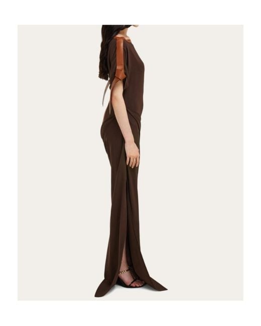 Ferragamo Brown Long Viscose Dress