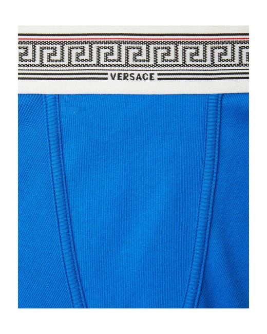 Versace Blue Ribbed Jersey Trunks