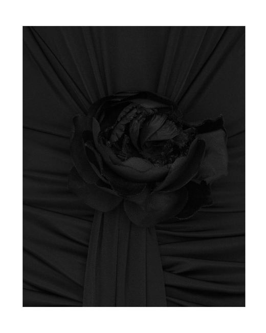 Saint Laurent Black Draped Turtleneck Mini Dress