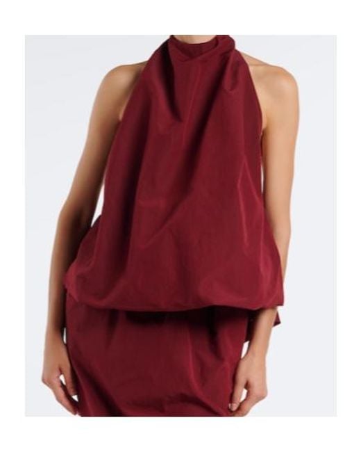Magda Butrym Red Cotton And Silk Velvet Halterneck Top