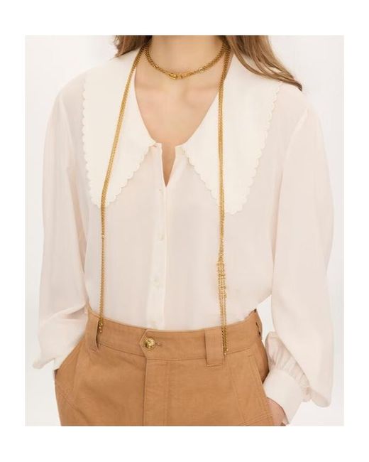 Chloé White Chloé Chain Logo Lettering Necklace