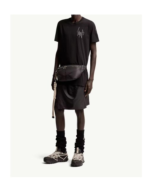 Moncler Black Rick Owens Girder Cotton T-Shirt for men
