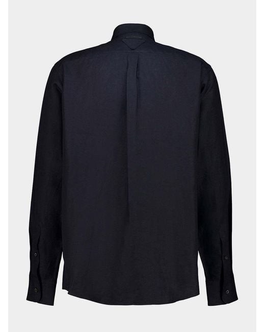 Prada Blue Loose Fit Long-Sleeved Shirt for men