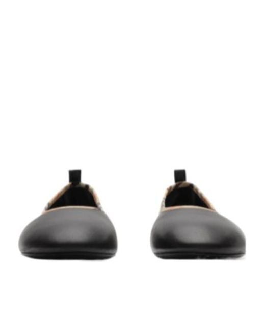 Burberry Black Check Trim Robin Ballerinas